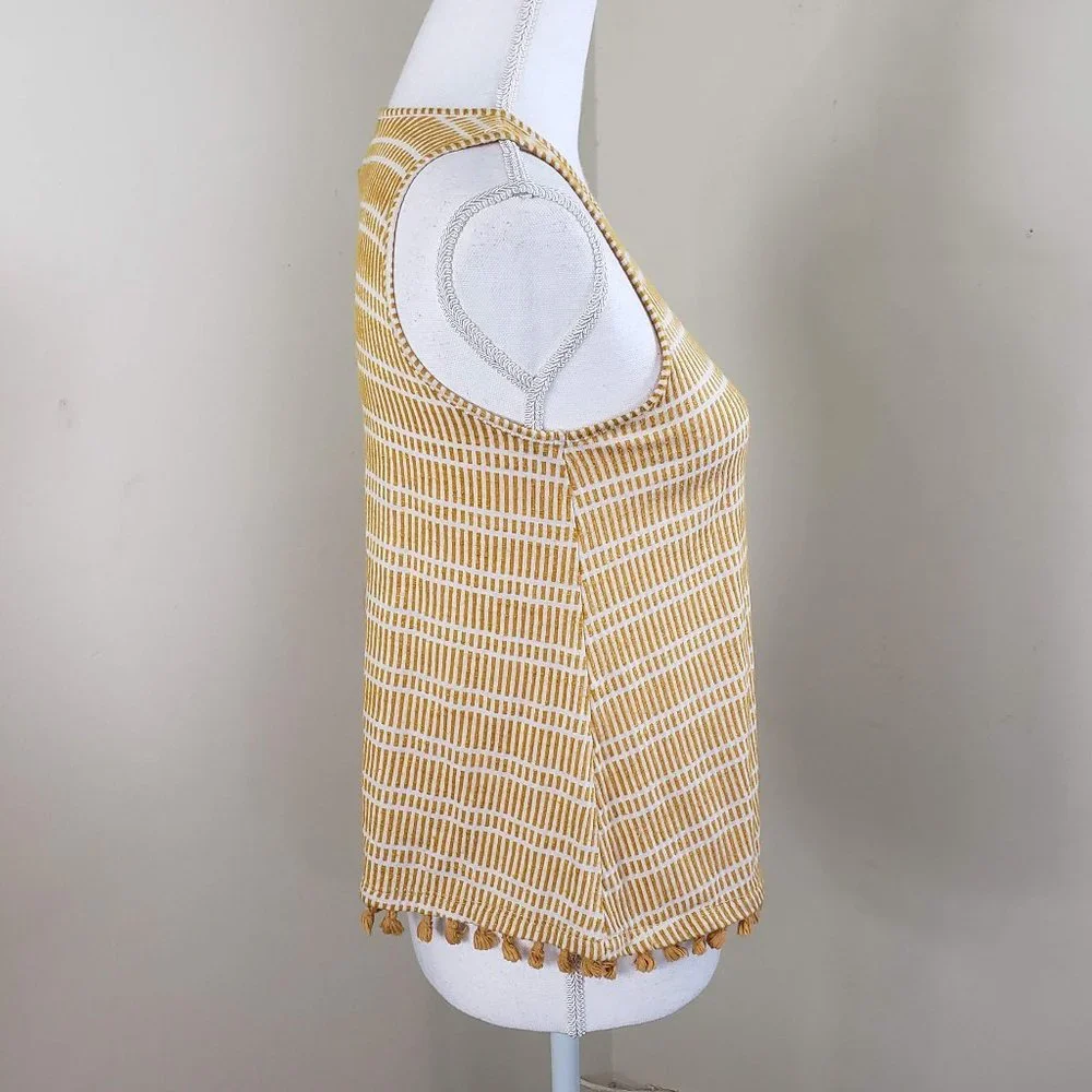 Anthropologie's W5 Tassel Striped Boho Tank Top Yellow Size XS - Picture 4 of 11
